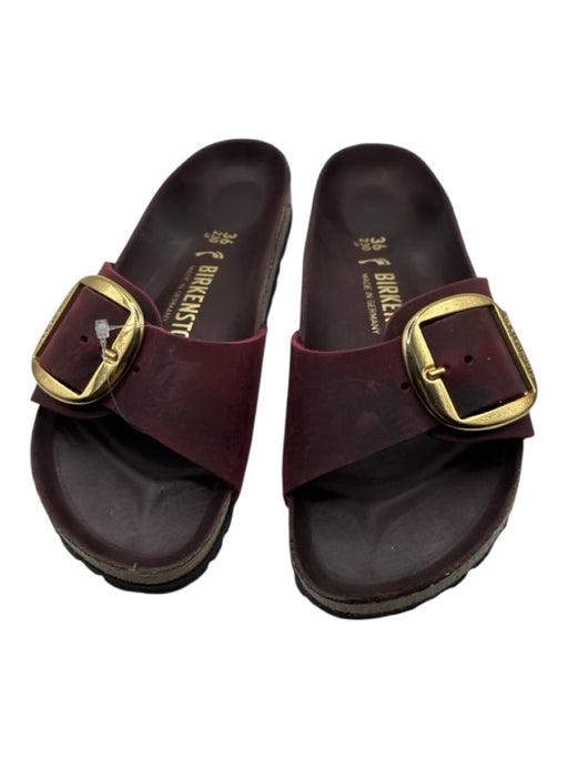 Birkenstock Shoe Size 36 Burgundy Cork Gold Buckle One Strap Sandals Burgundy / 36