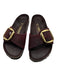 Birkenstock Shoe Size 36 Burgundy Cork Gold Buckle One Strap Sandals Burgundy / 36
