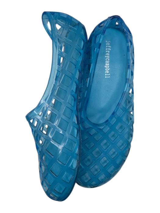 Jeffrey Campbell Shoe Size 6 Blue Rubber Jelly Diamond Grid Flats Blue / 6