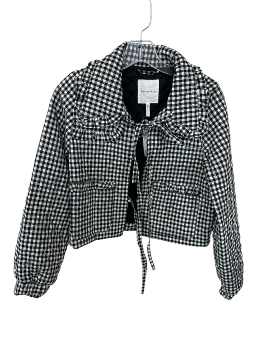 Avec Les Filles Size XS Black & White Polyester Gingham Quilted Collar Jacket Black & White / XS