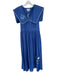 Tuckernuck Size XS Blue & Green Cotton bib Embroidered Flowers Scalloped Dress Blue & Green / XS