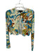 Zara Size S Yellow & Blue Cotton Long Sleeve Flowers Cropped Cardigan Sweater Yellow & Blue / S
