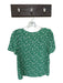 Sezane Size 36/S Green & Cream Viscose Short Sleeve Flowers Front Tie Top Green & Cream / 36/S