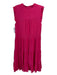 Joy Joy Size Small Fuchsia Cotton Cap Ruffle Sleeve V Slit Neck Tie Dress Fuchsia / Small