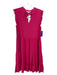 Joy Joy Size Small Fuchsia Cotton Cap Ruffle Sleeve V Slit Neck Tie Dress Fuchsia / Small