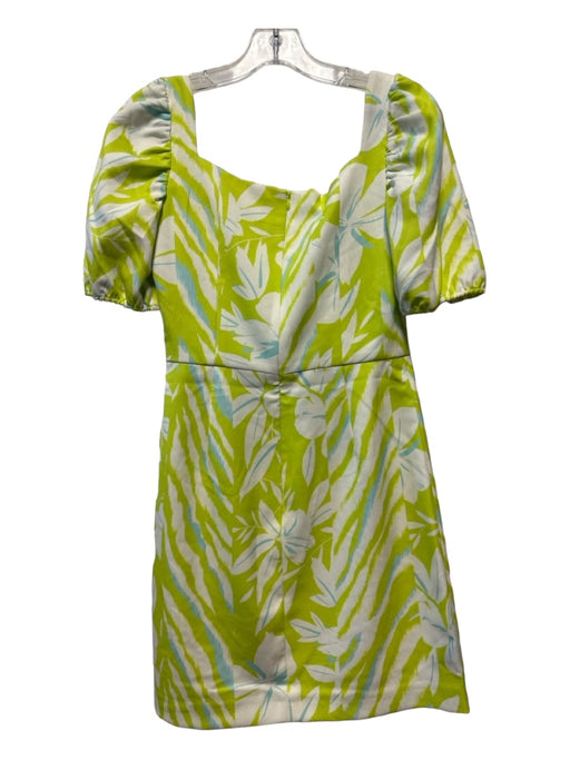 French Connection Size 2 Green & Blue Polyester Blend Short Balloon Sleeve Dress Green & Blue / 2