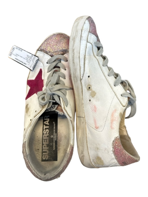 Golden Goose Shoe Size 40 White & Pink Leather Metallic Athletic Sneakers White & Pink / 40