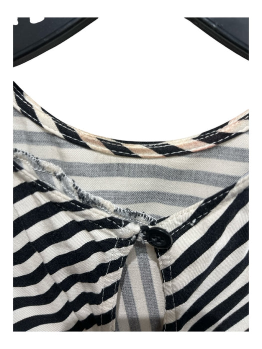 Diesel Size S White & Black Rayon & Viscose Striped Drop Shoulder Sash Dress White & Black / S