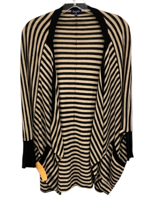 Splendid Size M/L Black & Cream Viscose Blend stripped Long Sleeve Pockets Top Black & Cream / M/L