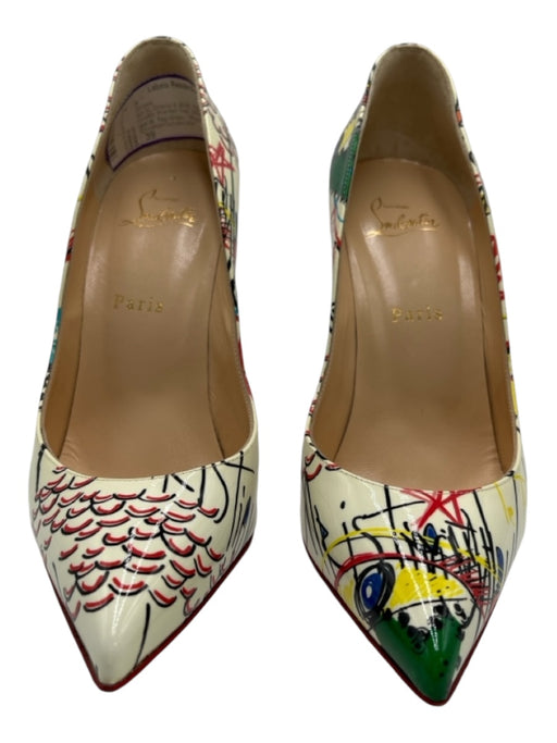 Christian Louboutin Shoe Size 39 Creme & Multi Patent Leather Graffiti Shoes Creme & Multi / 39