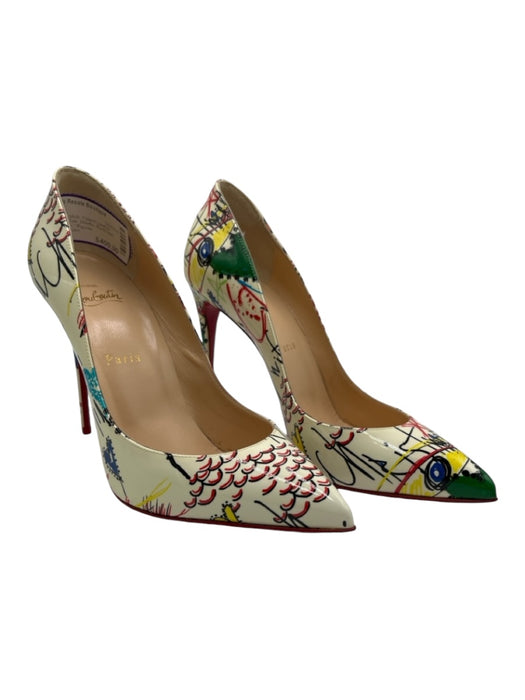 Christian Louboutin Shoe Size 39 Creme & Multi Patent Leather Graffiti Shoes Creme & Multi / 39