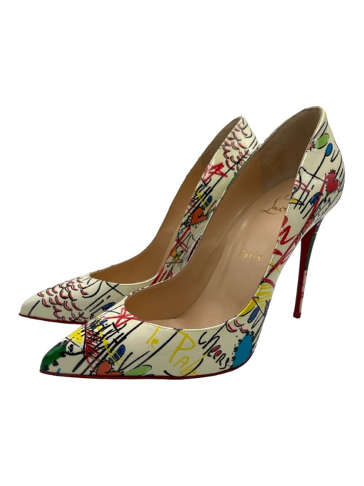 Christian Louboutin Shoe Size 39 Creme & Multi Patent Leather Graffiti Shoes Creme & Multi / 39