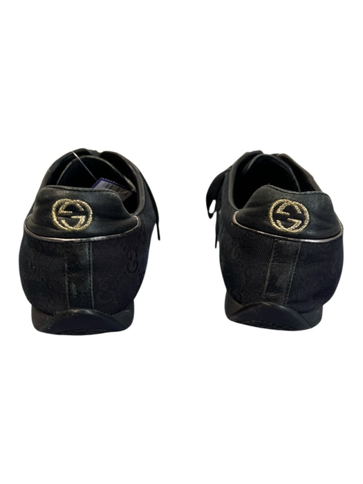 Gucci Shoe Size 38.5 Black Leather & Canvas Logo lace up Low Top Shoes Black / 38.5