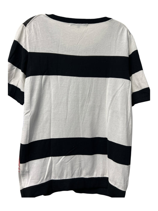 Tibi Size Large Multi Cotton Blend Short Sleeve Round Neck Top Multi / Large