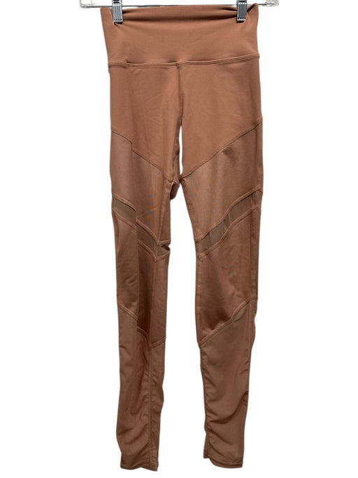 Alo Size XS Tan No Fabric Tag Wide Waist Band Paneled Mesh Accent Leggings Tan / XS