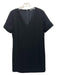 Theory Size 8 Black Triacetate Short Sleeve V Neck Back Zip Shift Dress Black / 8