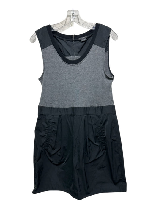 Theory Size 12 Black & Gray Polyester Blend Sleeveless Scoop Neck Dress Black & Gray / 12