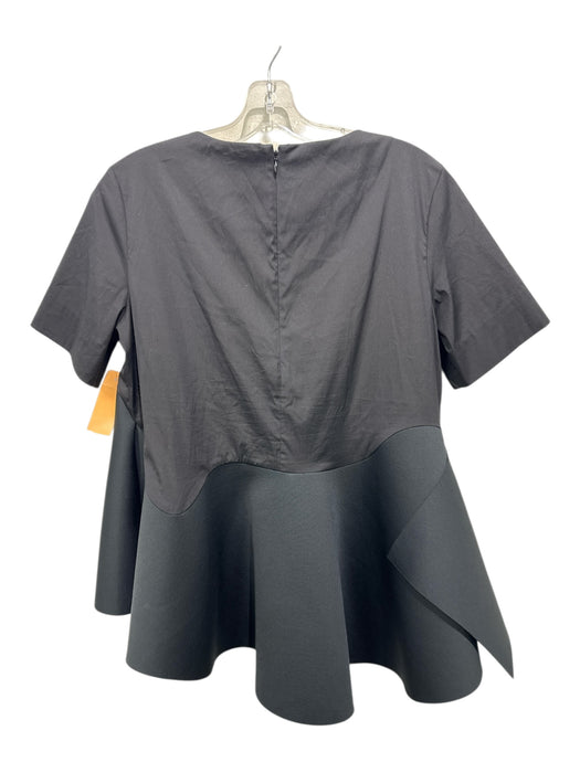 COS Size 38 Black Cotton Blend Short Sleeve Back Zip Neoprene Peplum Top Black / 38