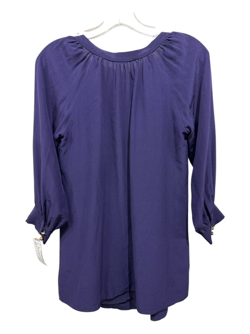 Shoshanna Size 0 Purple Silk Lined Long Sleeve Gold Buttons Top Purple / 0