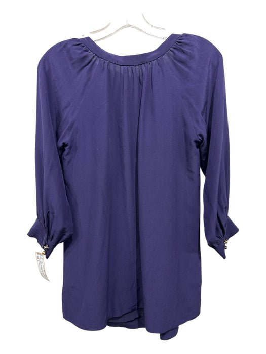 Shoshanna Size 0 Purple Silk Lined Long Sleeve Gold Buttons Top Purple / 0