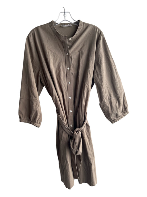 Everlane Size 14 Army Green Cotton Pockets Long Sleeve Button Front Dress Army Green / 14