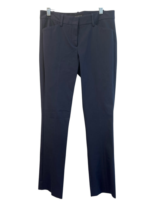 Theory Size 4 Navy Blue Cotton Straight Leg Zip Fly Belt loops Slacks Pants Navy Blue / 4