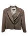 Escada Size 38 Taupe Brown Wool Blend Tweed Detail Shoulder Pads Cropped Jacket Taupe Brown / 38