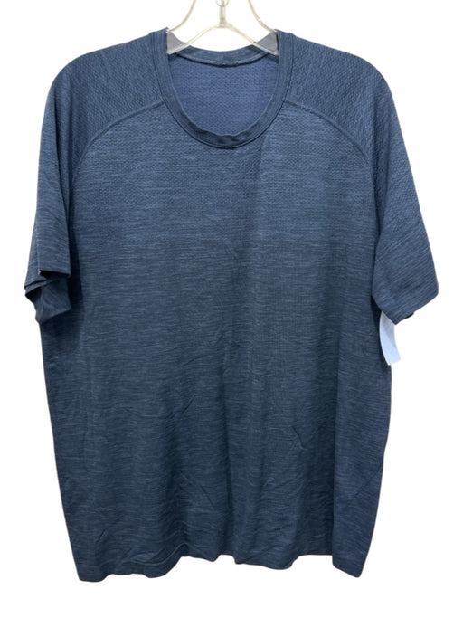 Lululemon Size Est L Blue Synthetic Heathered Athleisure Men's Short Sleeve Blue / Est L