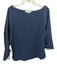 Tibi Size XS Navy Triacetate Blend Drawstring Sleeves Boxy Textured Top Navy / XS