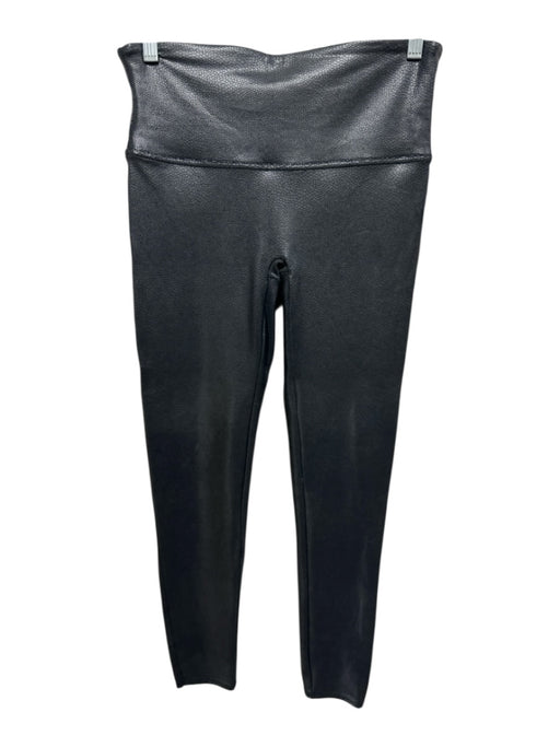 Spanx Size L Black Nylon Blend Coated Lizard Embossed Athletic Leggings Black / L