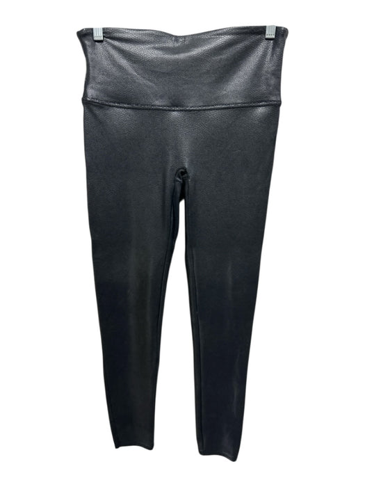 Spanx Size L Black Nylon Blend Coated Lizard Embossed Athletic Leggings Black / L