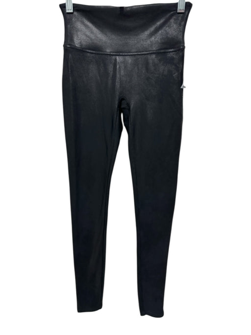 Spanx Size S Black Nylon Blend Coated Stretch Athletic Leggings Black / S