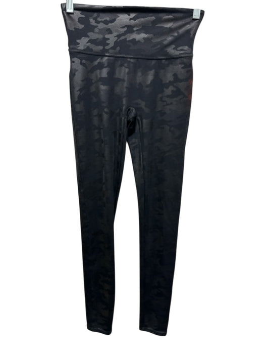 Spanx Size S Black Synthetic Camo Coated Athletic Elastic Waist Leggings Black / S