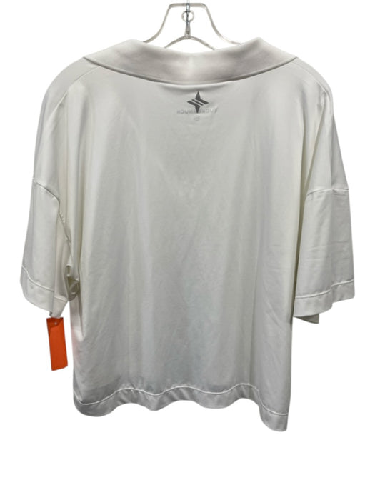 Tuckernuck Size XXL White Poly Blend V Neck Collared Short Sleeve Top White / XXL