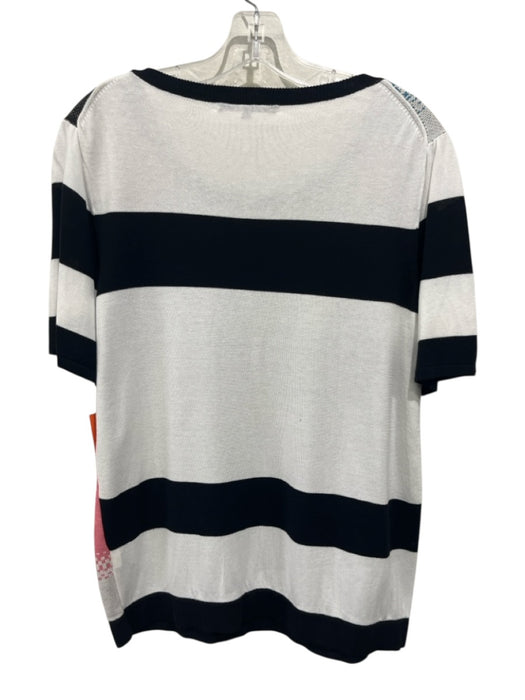 Tibi Size L White & Multi Cotton Blend Colorblock Stripe Detail Top White & Multi / L