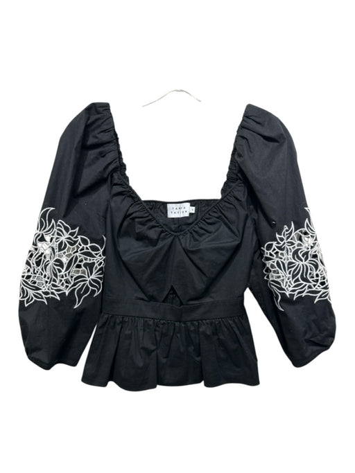 Tanya Taylor Size 4 Black & White Cotton Blend Sweetheart Neckline Top Black & White / 4