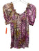 Lafayette 148 Size 4 Pink & Yellow Silk Off Shoulder Short Sleeve Semi Sheer Top Pink & Yellow / 4