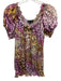 Lafayette 148 Size 4 Pink & Yellow Silk Off Shoulder Short Sleeve Semi Sheer Top Pink & Yellow / 4