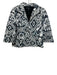 Lafayette 148 Size 12 Black & White Cotton Blend Geo Print V Neck Blazer Black & White / 12