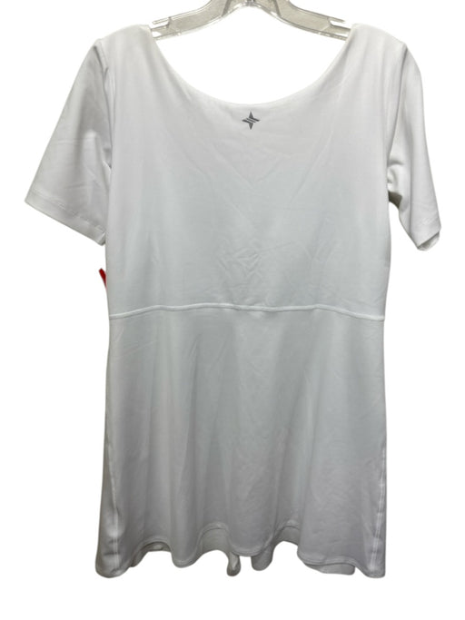 Tucker Size L White Poly Blend Short Sleeve Mini Solid Athletic Dress White / L