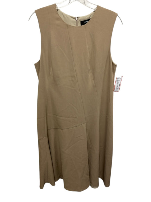 Theory Size 10 Beige Triacetate Blend Textured Sleeveless Zip & Hook Dress Beige / 10