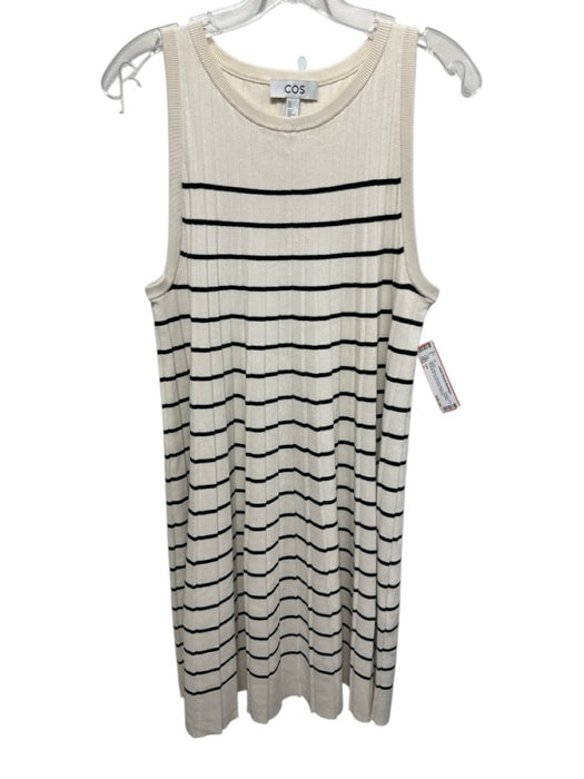 COS Size L White & Black Viscose Blend Pleated Sleeveless Above knee Dress White & Black / L