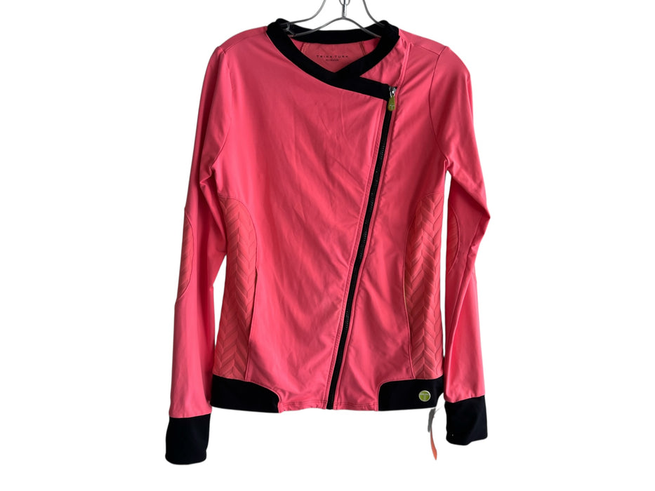 Trina Turk Recreation Size Small Coral & Black Nylon Blend Pockets Jacket Coral & Black / Small