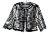 Trina Turk Size 4 Black & White Cotton Blend Zebra Round Neck Hook & Eye Jacket Black & White / 4