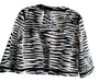 Trina Turk Size 4 Black & White Cotton Blend Zebra Round Neck Hook & Eye Jacket Black & White / 4