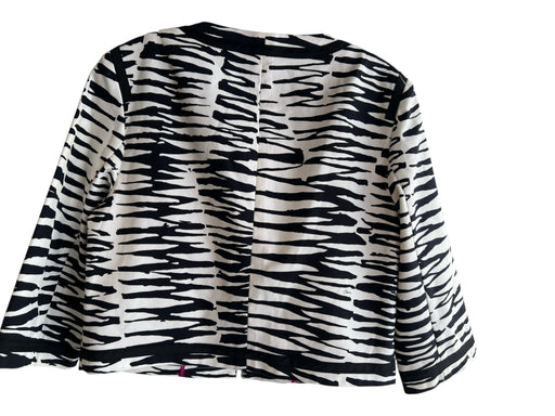Trina Turk Size 4 Black & White Cotton Blend Zebra Round Neck Hook & Eye Jacket Black & White / 4