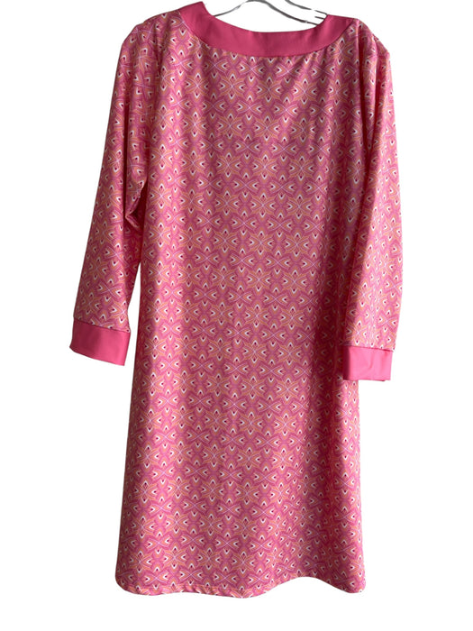 Cabana Life Size Large Pink & Orange Polyester Geometric Print Long Sleeve Dress Pink & Orange / Large