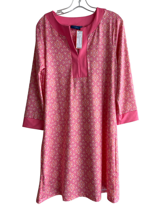 Cabana Life Size Large Pink & Orange Polyester Geometric Print Long Sleeve Dress Pink & Orange / Large