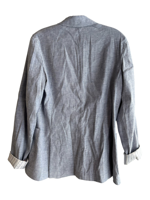 Theory Size 8 Light Blue Linen Blend 3 Button lined Pockets Blazer Light Blue / 8