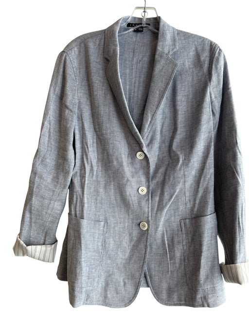 Theory Size 8 Light Blue Linen Blend 3 Button lined Pockets Blazer Light Blue / 8